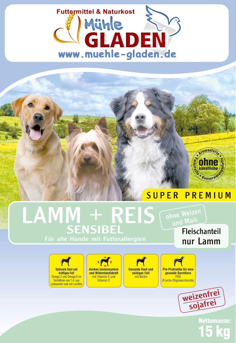 Gladen Lamm + Reis Sensibel 15kg 3 Gladen Lamm + Reis Sensibel 15kg